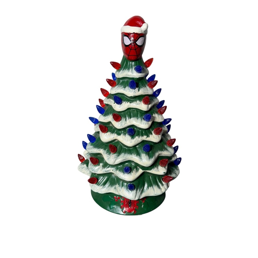 Marvel Spiderman 11.6 Inch Large Ceramic Christmas Tree With Lights